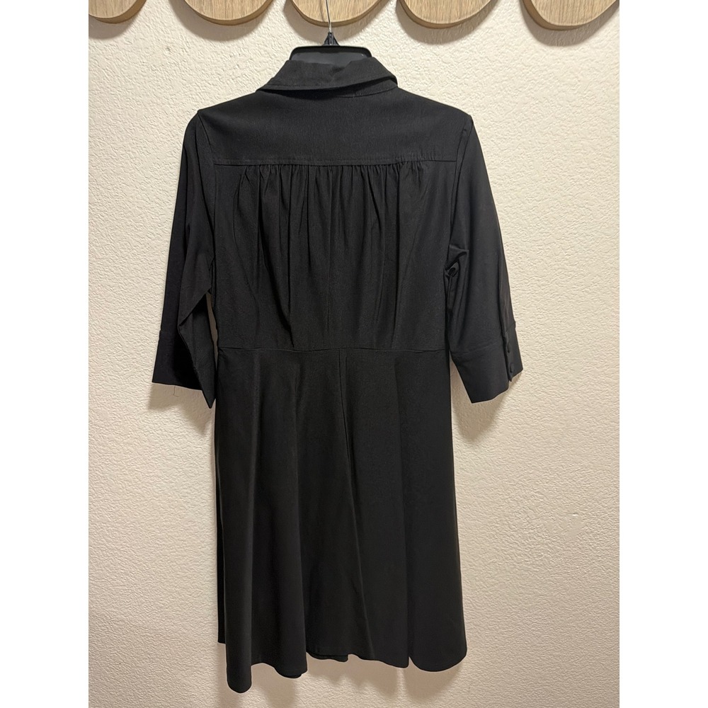 MIUSOL Womens Black Collared Wrap Midi Dress XL 3/4 Sleeve - Picture 3 of 5